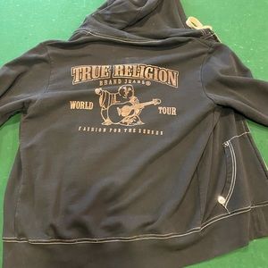 Black true religion zip up hoodie